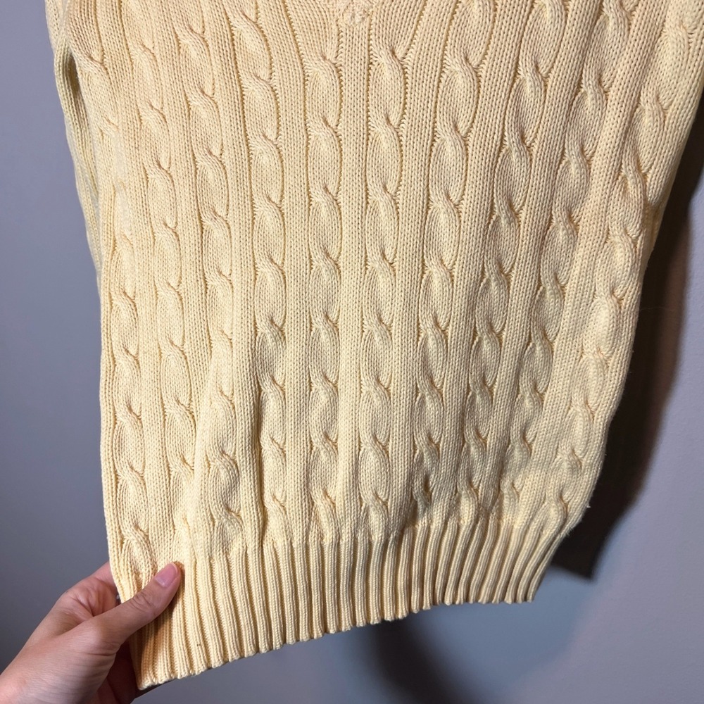 Ralph Lauren Sport Womens Yellow Cable Knit V-Neck Cotton Sweater Size M - Picture 4 of 10